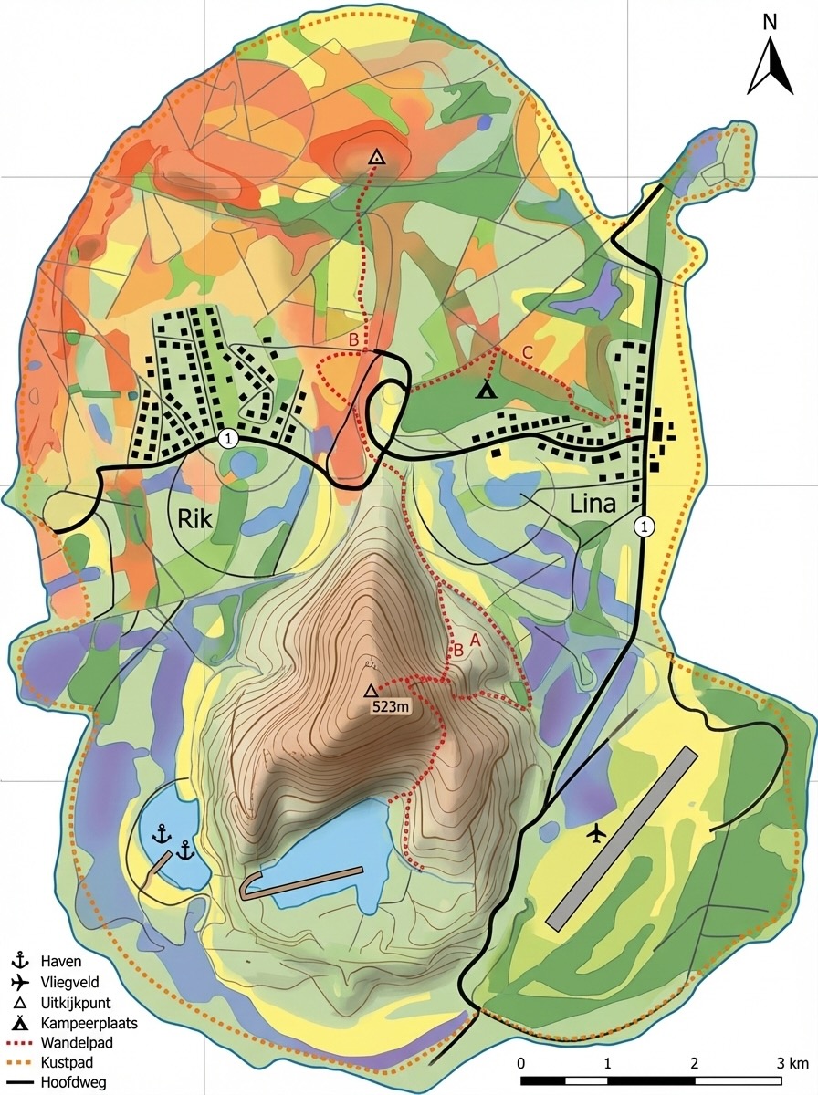 The portrait of Rik Lina redrawn as an island map