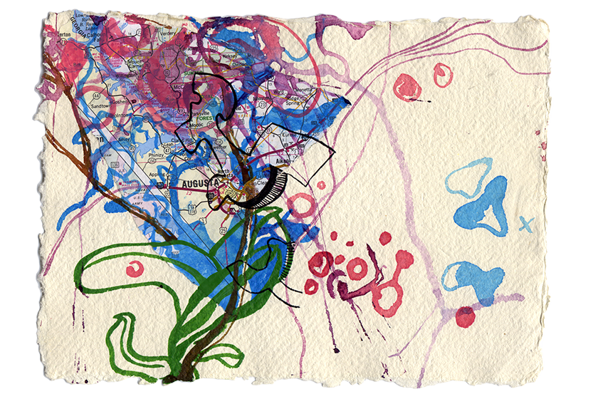 Coloured pencil drawing on Lokta paper